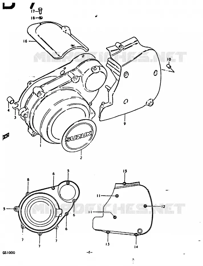 COUVERCLE DE CARTER GAUCHE Suzuki MOTO 1000 GS 1979  GS1000N(C/N)