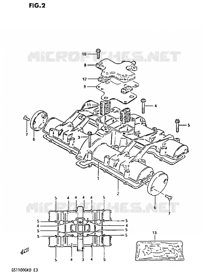 COUVERCLE DE CULASSE (GS1100GKD) Suzuki MOTO 1100 GS-G 1982  GS1100GK2(Z/2/D)