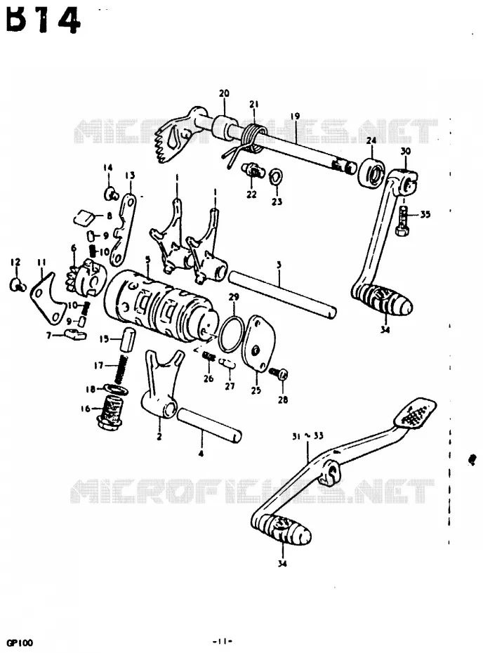 ENSEMBLE DE SELECTION DE VITESSES Suzuki MOTO 100 GP 1978  GP100UC(C/N)