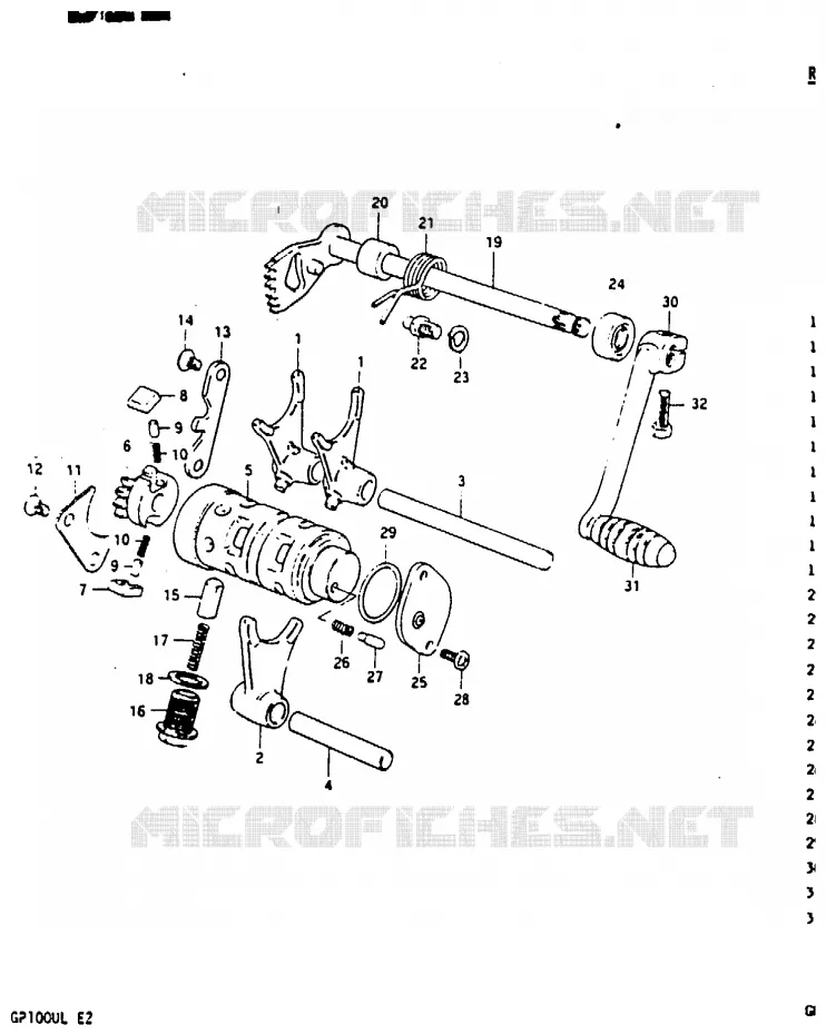 ENSEMBLE DE SELECTION DE VITESSES Suzuki MOTO 100 GP 1983  GP100D(X/D/L)
