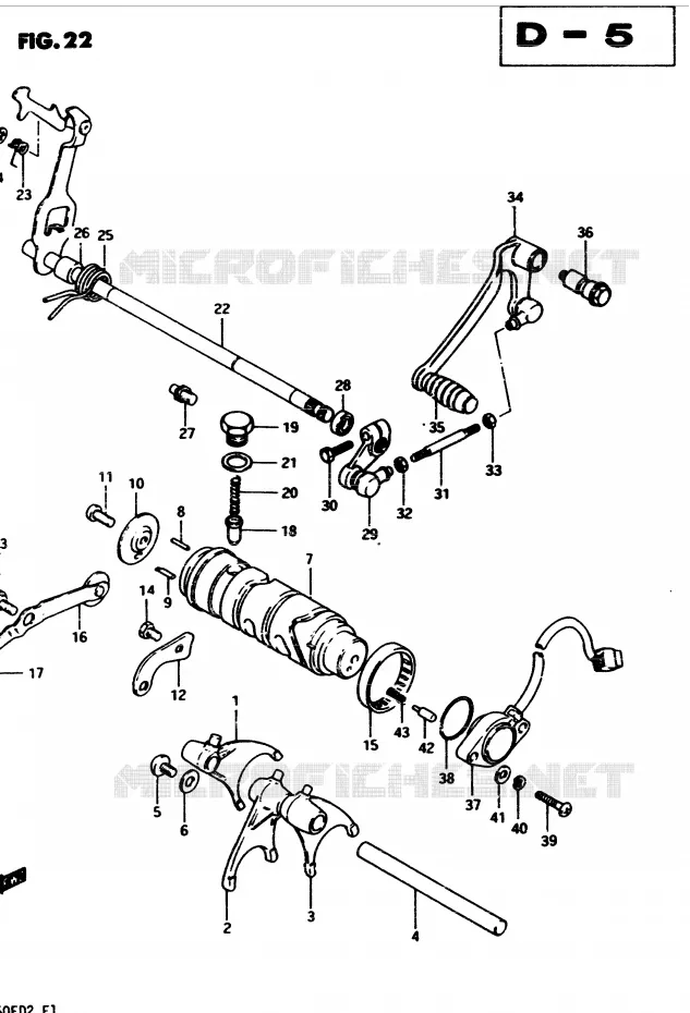 ENSEMBLE DE SELECTION DE VITESSES Suzuki MOTO 450 GS 1983  GS450D(2/Z/D)