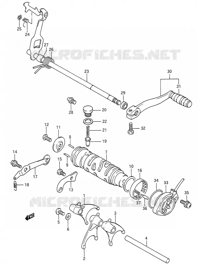 ENSEMBLE DE SELECTION DE VITESSES Suzuki MOTO 500 GS-E 1991  GS500EM(E28)