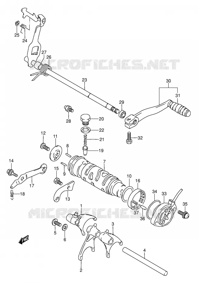 ENSEMBLE DE SELECTION DE VITESSES Suzuki MOTO 500 GS-E 1992  GS500EN(E2)