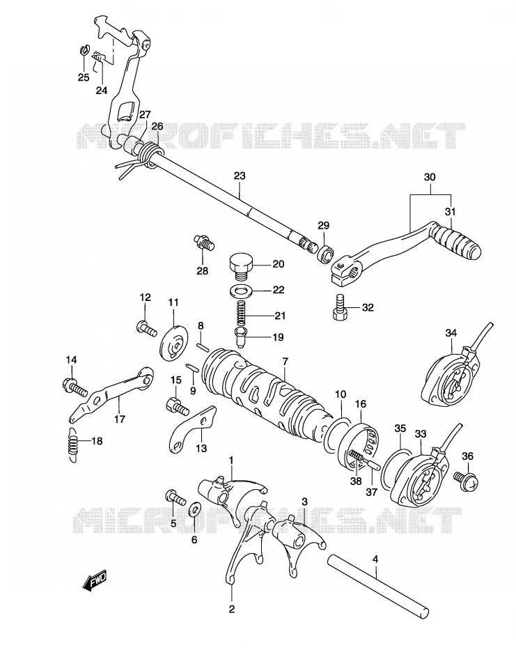 ENSEMBLE DE SELECTION DE VITESSES Suzuki MOTO 500 GS-F 2004  GS500FUK4(P19)