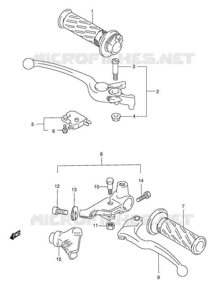 ENSEMBLE LEVIERS - POIGNEES Suzuki MOTO 500 GS-E 2001  GS500HUK1(E2)