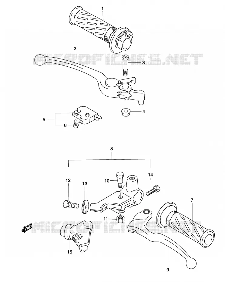 ENSEMBLE LEVIERS - POIGNEES Suzuki MOTO 500 GS-F 2004  GS500FK4(P19)