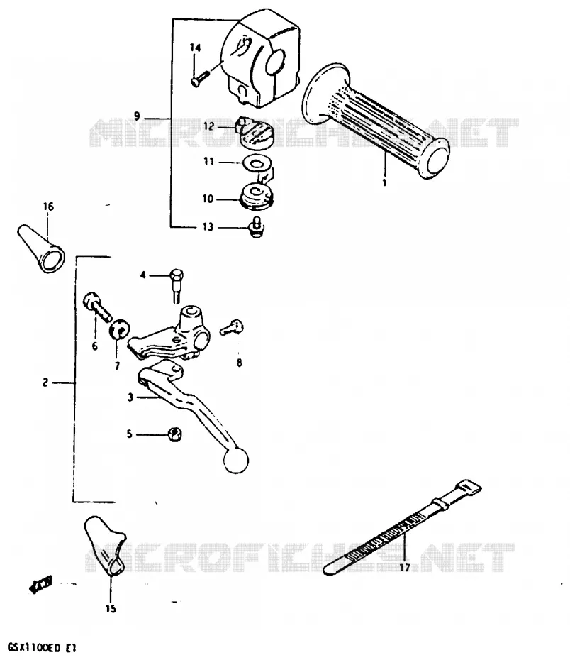 ENSEMBLE POIGNEE GAUCHE (MODELE Z) Suzuki MOTO 1100 GSX-E 1983  GSX1100EXD(Z/D)
