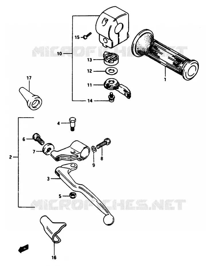 ENSEMBLE POIGNEE GAUCHE Suzuki MOTO 1100 GSX-E 1986  GSX1100EG(E/F/G)