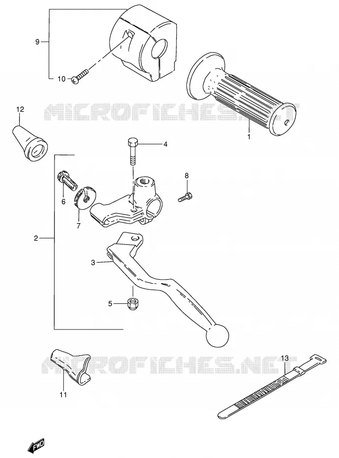 ENSEMBLE POIGNEE GAUCHE Suzuki MOTO 250 GN 1994  GN250R(E2)