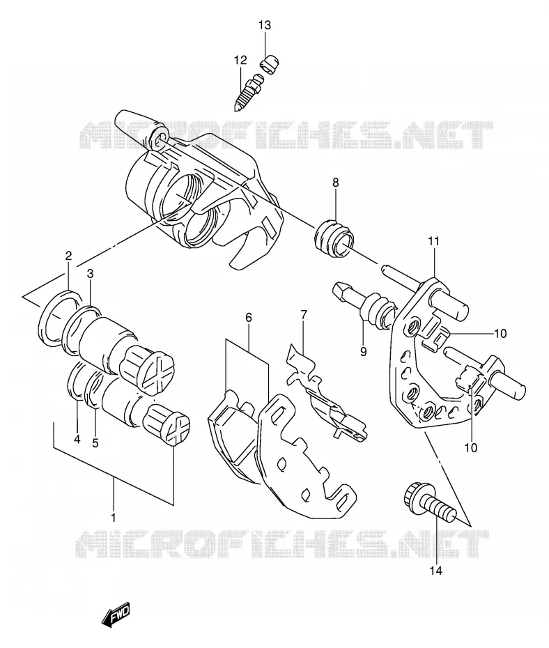 ETRIER DE FREIN AVANT (MODELE K/L/M/N/P/R/S) Suzuki MOTO 500 GS-E 1996  GS500EUT(E2)