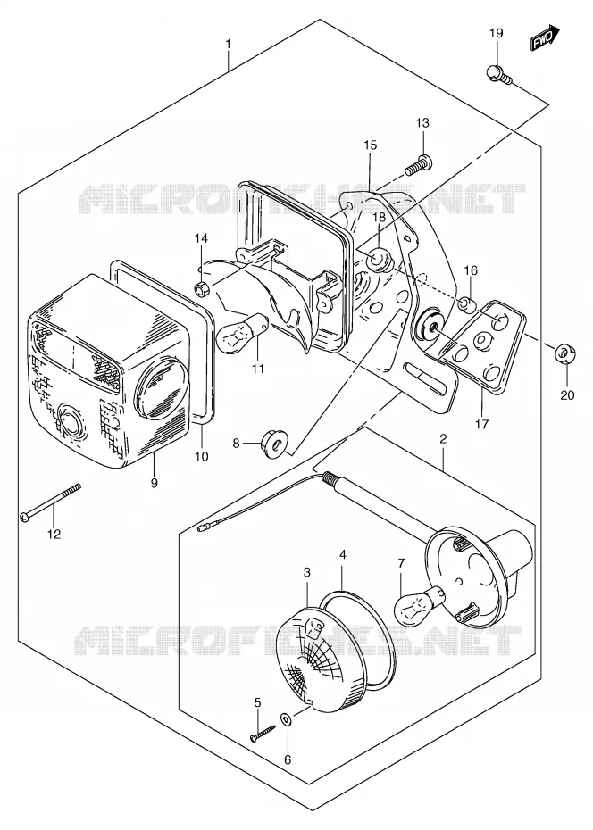FEU ARRIERE - CLIGNOTANTS (MODELE Y) Suzuki MOTO 250 GN 1998  GN250EW(E2)