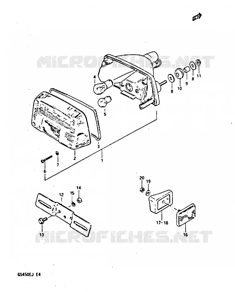 FEU ARRIERE (MODELE G/H/J) Suzuki MOTO 450 GS-S 1988  GS450SUJ(E/F/G/H/J)