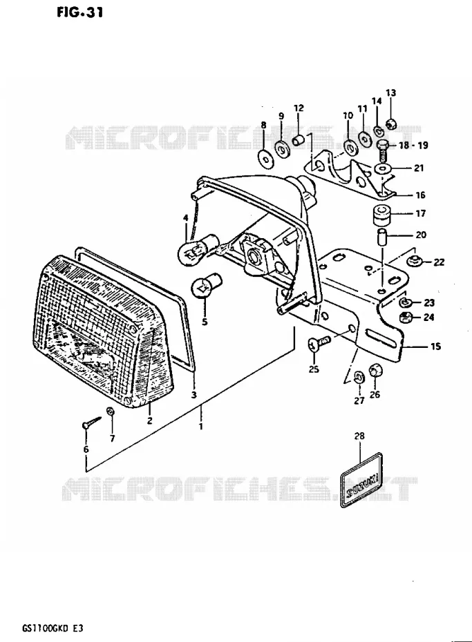 FEU ARRIERE Suzuki MOTO 1100 GS-G 1982  GS1100GKZ(Z/2/D)