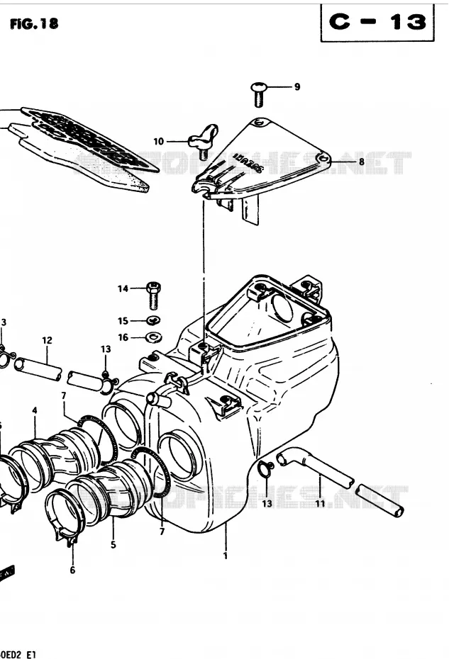 FILTRE A AIR Suzuki MOTO 450 GS 1982  GS450Z(2/Z/D)