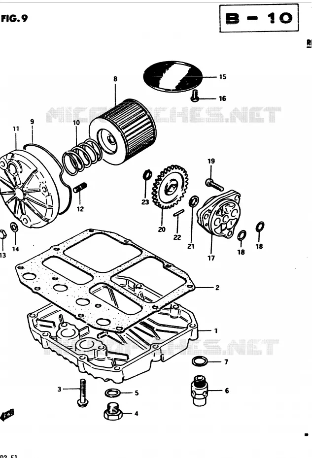 FILTRE A HUILE - POMPE A HUILE Suzuki MOTO 450 GS 1982  GS4502(2/Z/D)