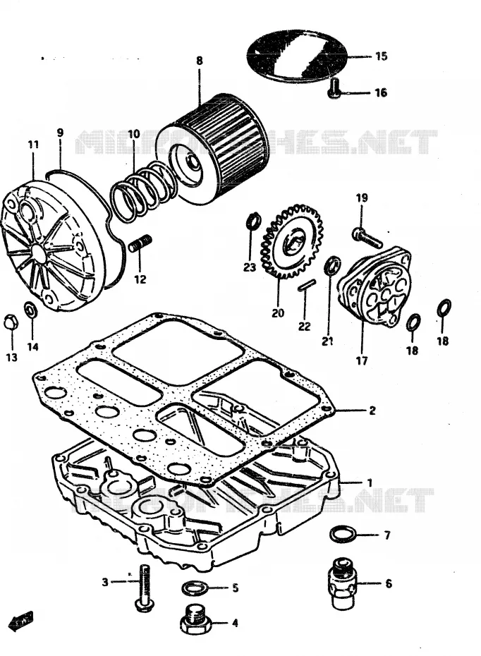 FILTRE A HUILE - POMPE A HUILE Suzuki MOTO 450 GS-L 1983  GS450LD