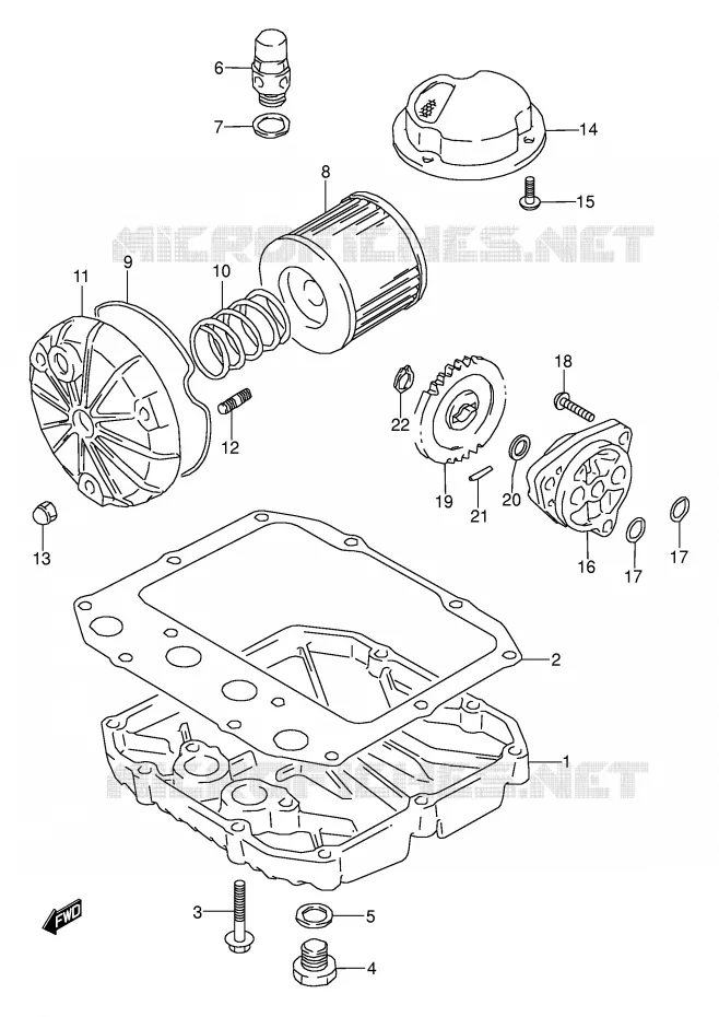 FILTRE A HUILE - POMPE A HUILE Suzuki MOTO 500 GS-E 1994  GS500EUR(E2)