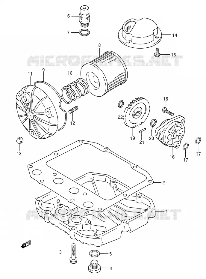 FILTRE A HUILE - POMPE A HUILE Suzuki MOTO 500 GS-E 1995  GS500EUS(E28)