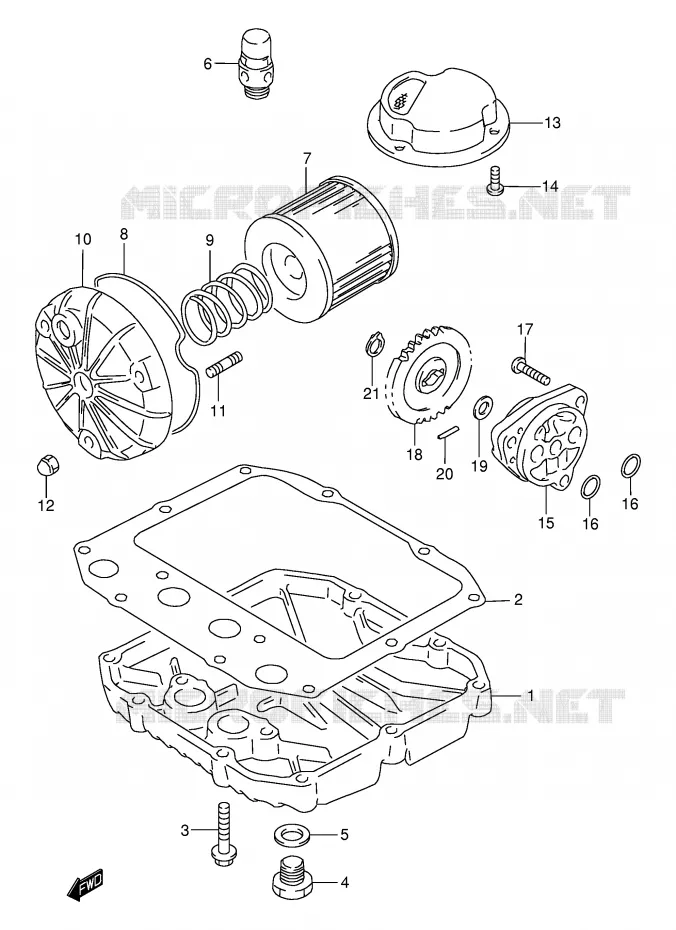 FILTRE A HUILE - POMPE A HUILE Suzuki MOTO 500 GS-E 2002  GS500HK2(E2)