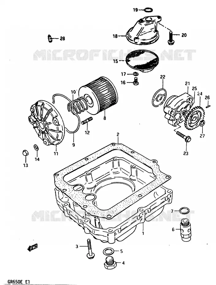 FILTRE A HUILE - POMPE A HUILE Suzuki MOTO 650 TEMPTER 1983  GR650D(D/E)