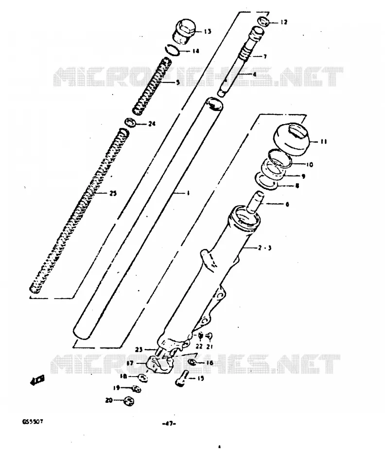 FOURCHE AVANT (DOUBLE DISK) Suzuki MOTO 550 GS 1980  GS550T(T)