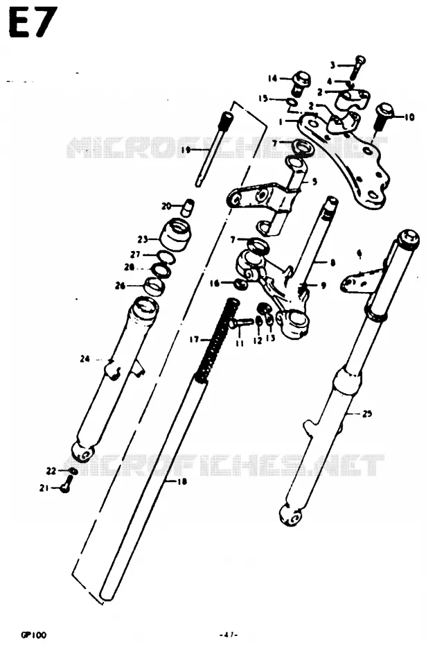 FOURCHE AVANT (E13) Suzuki MOTO 100 GP 1992  GP100UN(C/N)
