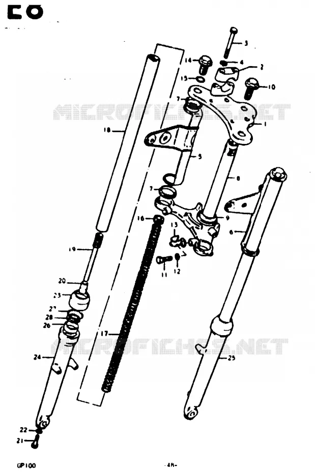 FOURCHE AVANT (E14) Suzuki MOTO 100 GP 1978  GP100C(C/N)