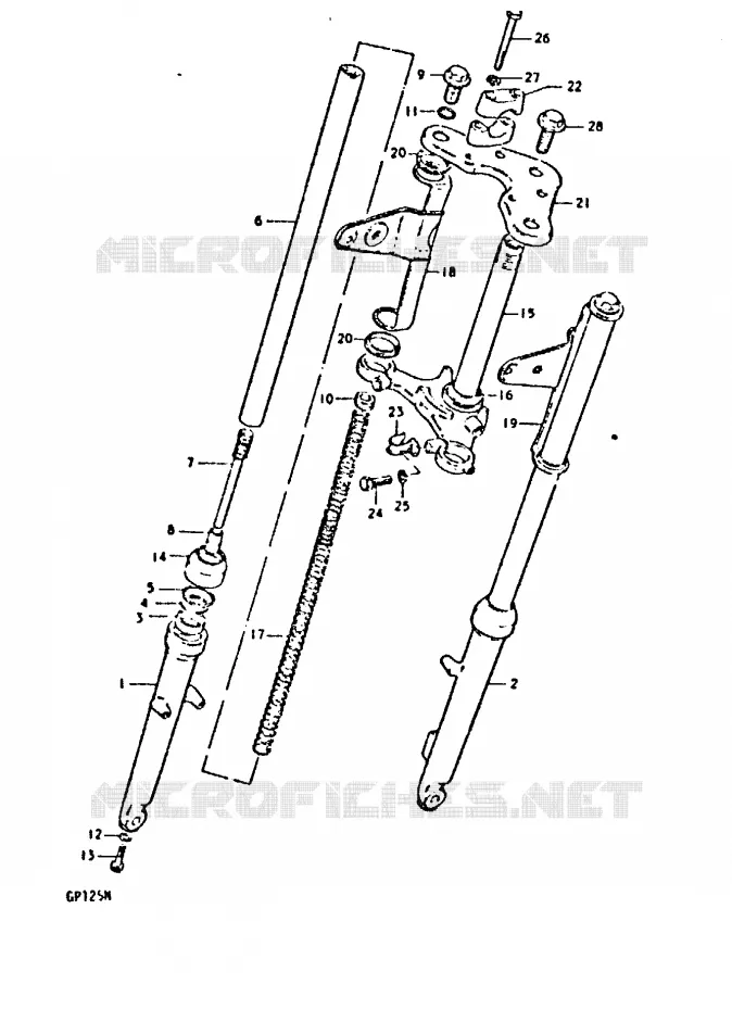 FOURCHE AVANT (GP125UC, GP125UN) Suzuki MOTO 125 GP 1978  GP125UC(C/N)