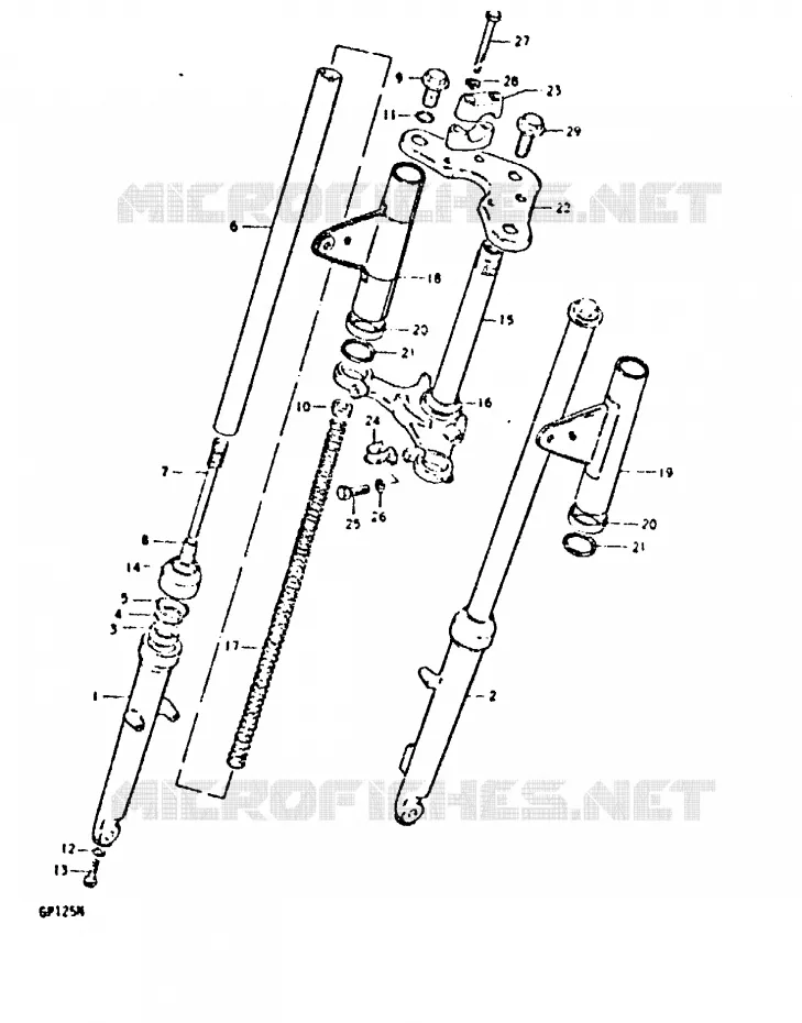 FOURCHE AVANT (GP125UN E14 F.NO.106421~) Suzuki MOTO 125 GP 1978  GP125UC(C/N)