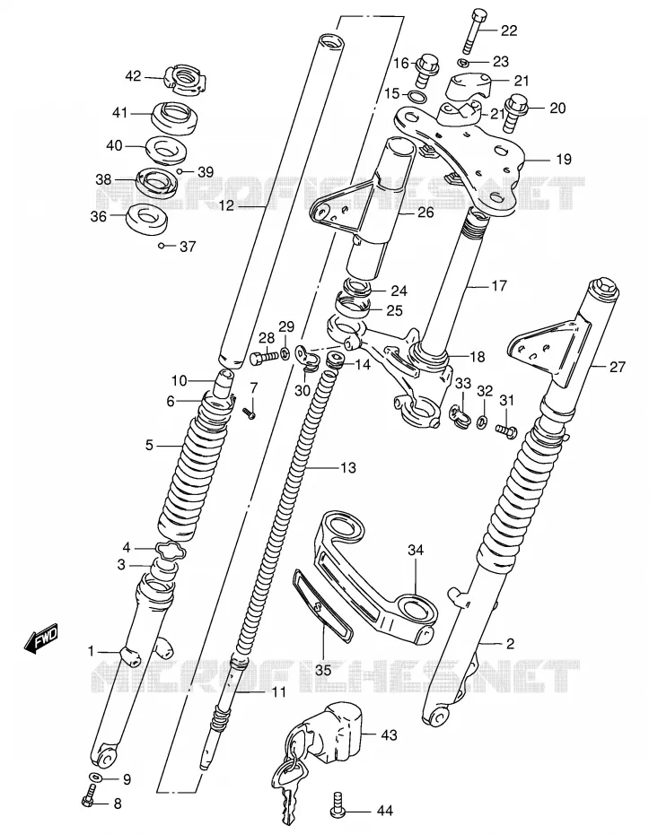 FOURCHE AVANT (GS125Z/D) Suzuki MOTO 125 GS 1991  GS125ESM(E1)