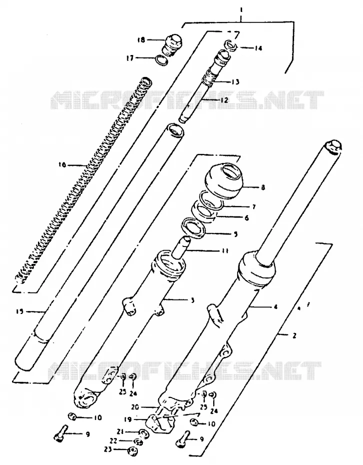 FOURCHE AVANT (GS250TX) Suzuki MOTO 250 GS 1996  GS250TT(T/X)