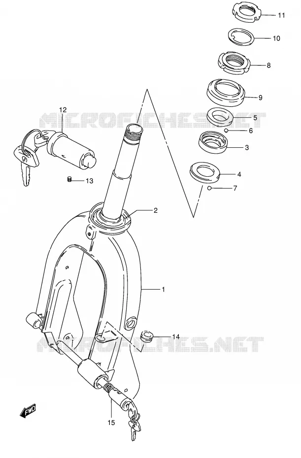 FOURCHE AVANT (MODELE Z/G/K/P E2/E16,E25,E26) Suzuki SCOOTER 50 FZ 1993  FZ50P(E1)