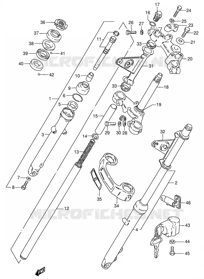 FOURCHE AVANT Suzuki MOTO 125 GN 1992  GN125EN(E1)
