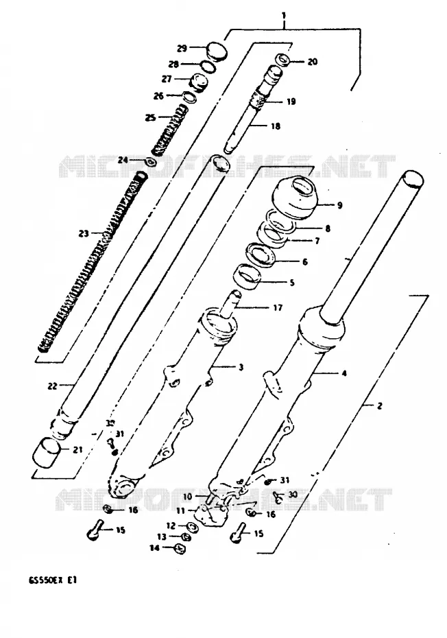 FOURCHE AVANT Suzuki MOTO 550 GS 1981  GS550EX(X)
