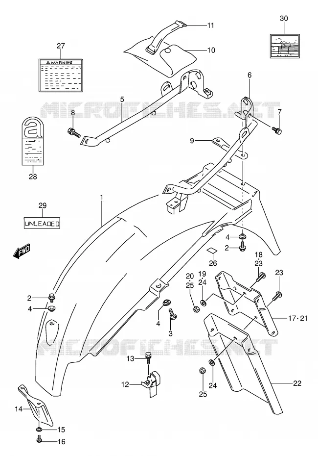 GARDE BOUE ARRIERE (MODELE K/L/M/N/P/R) Suzuki MOTO 500 GS-E 1990  GS500EL(E2)