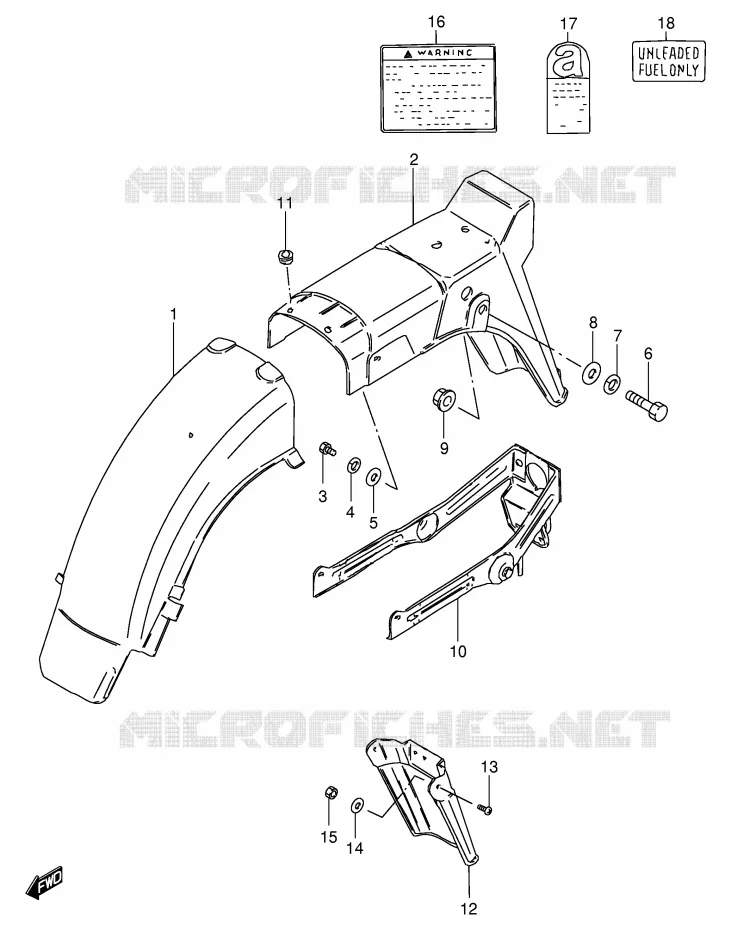 GARDE BOUE ARRIERE (MODELE Z/D/F/K/L/M) Suzuki MOTO 125 GS 1982  GS125ESZ(E1)