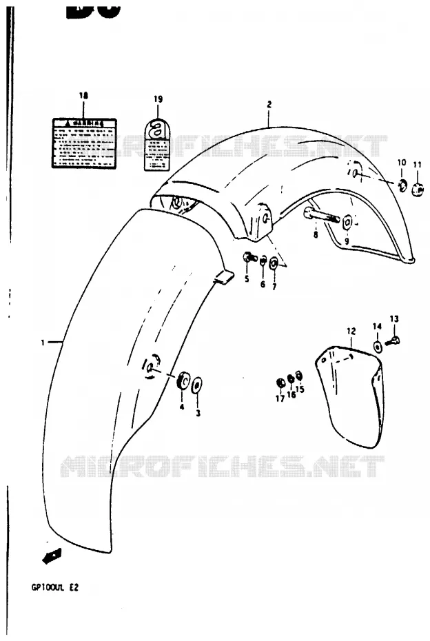 GARDE BOUE ARRIERE Suzuki MOTO 100 GP 1983  GP100D(X/D/L)