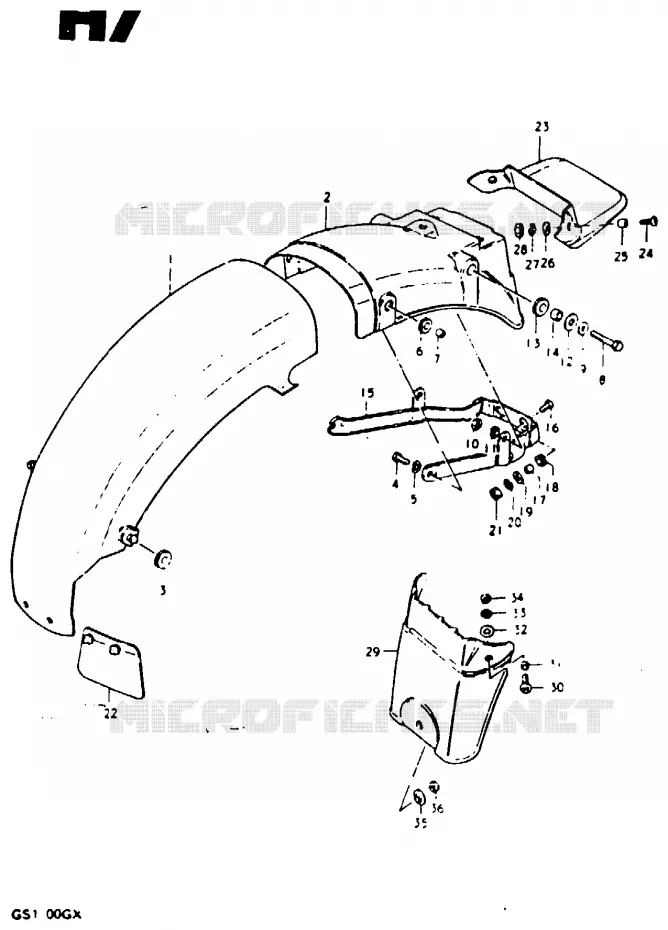 GARDE BOUE ARRIERE Suzuki MOTO 1000 GS 1980  GS1000GT(X/T)