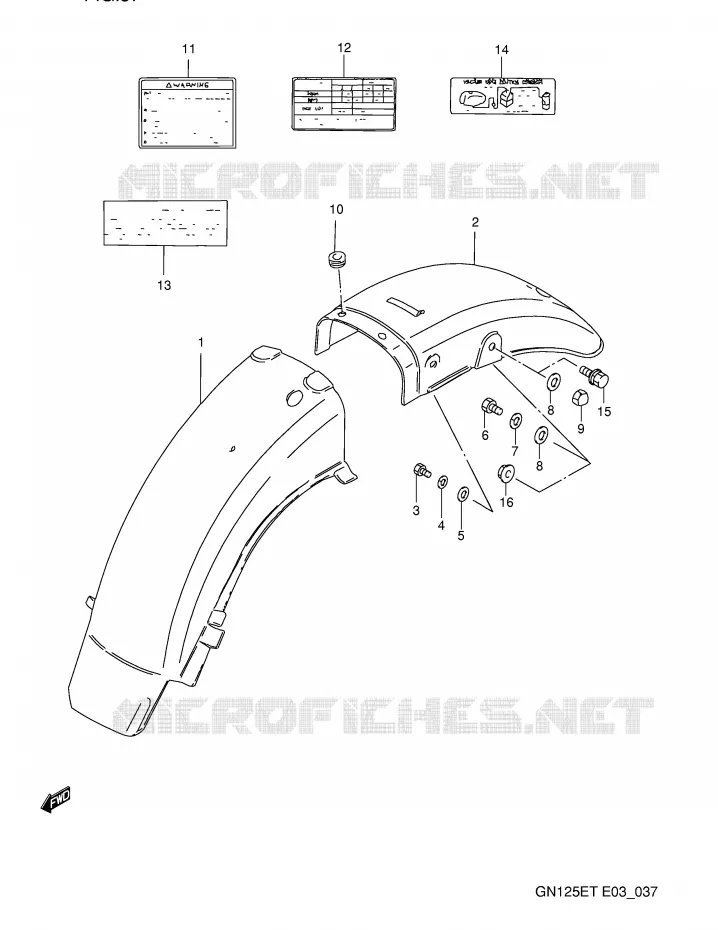 GARDE BOUE ARRIERE Suzuki MOTO 125 GN 1995  GN125ES(E3)