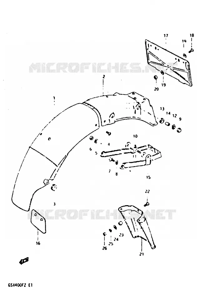 GARDE BOUE ARRIERE Suzuki MOTO 400 GSX 1980  GSX400FT