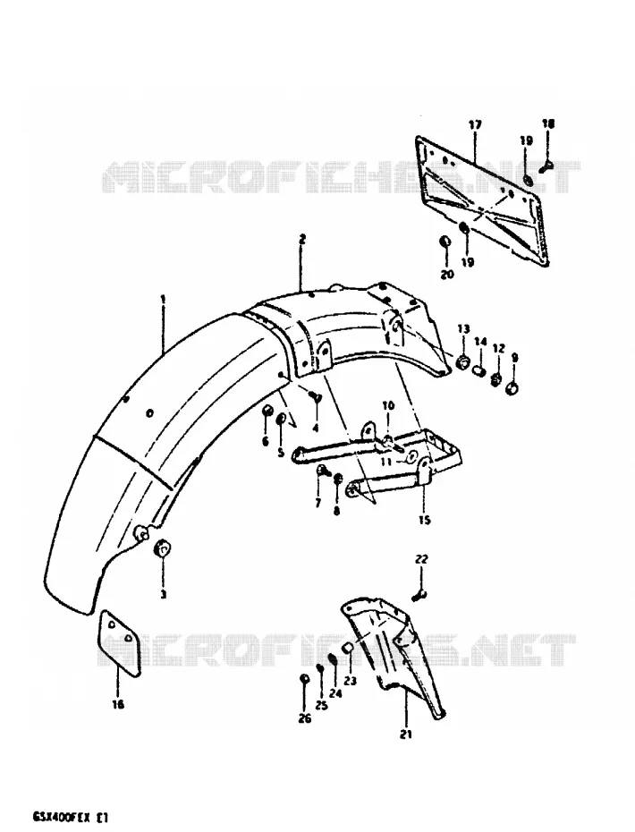 GARDE BOUE ARRIERE Suzuki MOTO 400 GSX 1981  GSX400FEX