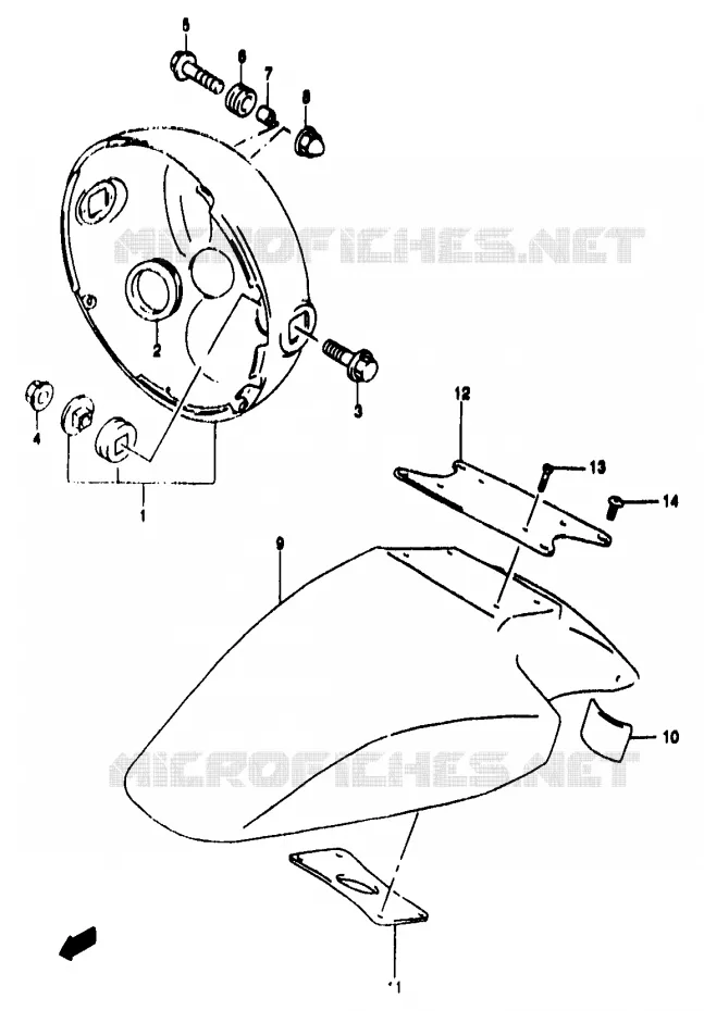 GARDE BOUE AVANT (GSF1200T/V/W/X/Y) Suzuki MOTO 1200 BANDIT 1999  GSF1200SX(T/V/W/X/Y)