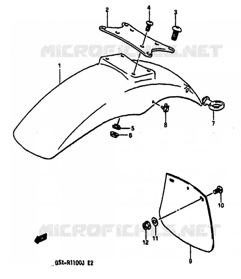 GARDE BOUE AVANT (MODELE G) Suzuki MOTO 1100 GSX-R 1987  GSX-R1100H(G/H/J)