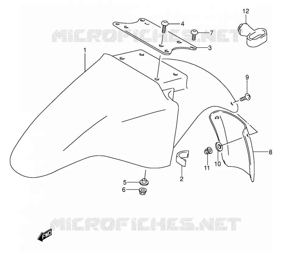 GARDE BOUE AVANT (MODELE K/L/M/N/P/R/S) Suzuki MOTO 500 GS-E 1993  GS500EP(E2)