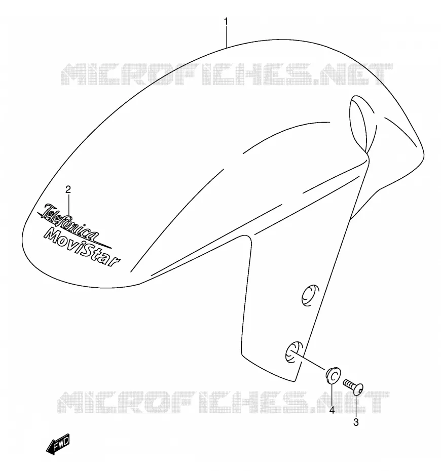 GARDE BOUE AVANT (MODELE K2 FOR YC2) Suzuki MOTO 600 GSX-R 2001  GSX-R600U2K1(E2)