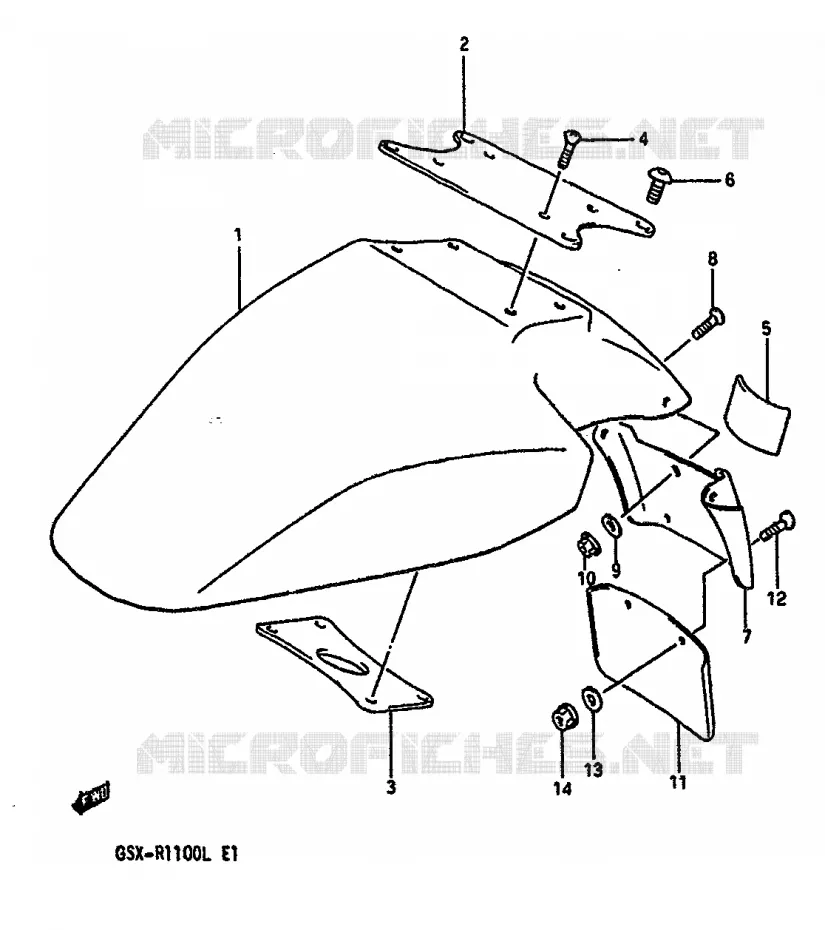 GARDE BOUE AVANT (MODELE L E24) Suzuki MOTO 1100 GSX-R 1990  GSX-R1100L(K/L)