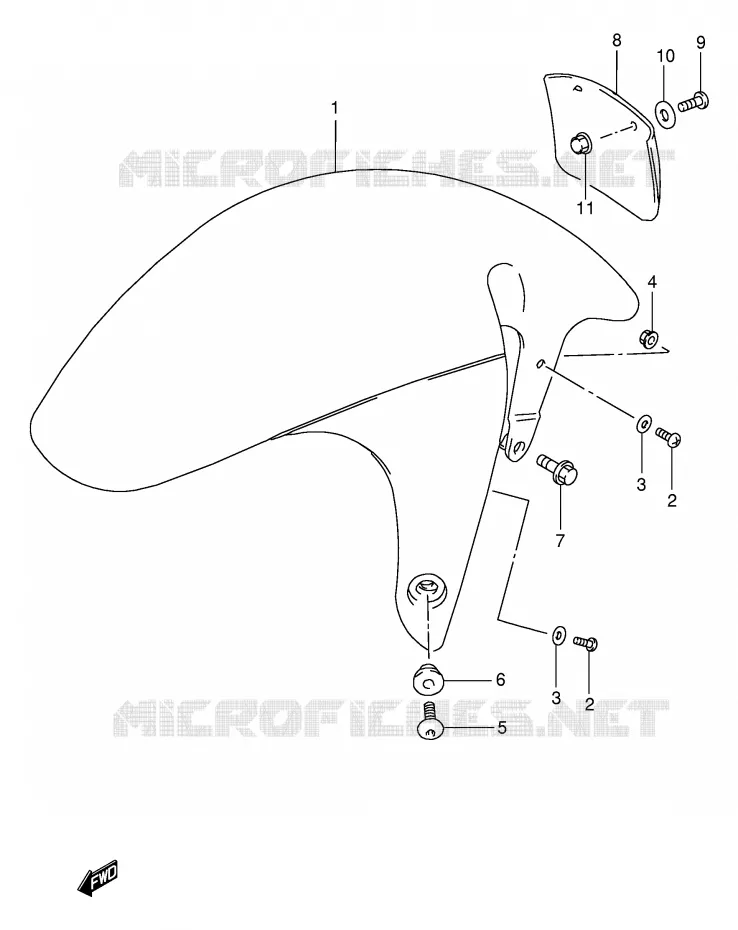 GARDE BOUE AVANT (MODELE S/T/V/W) Suzuki MOTO 1100 GSX-R 1993  GSX-R1100WP(E2)