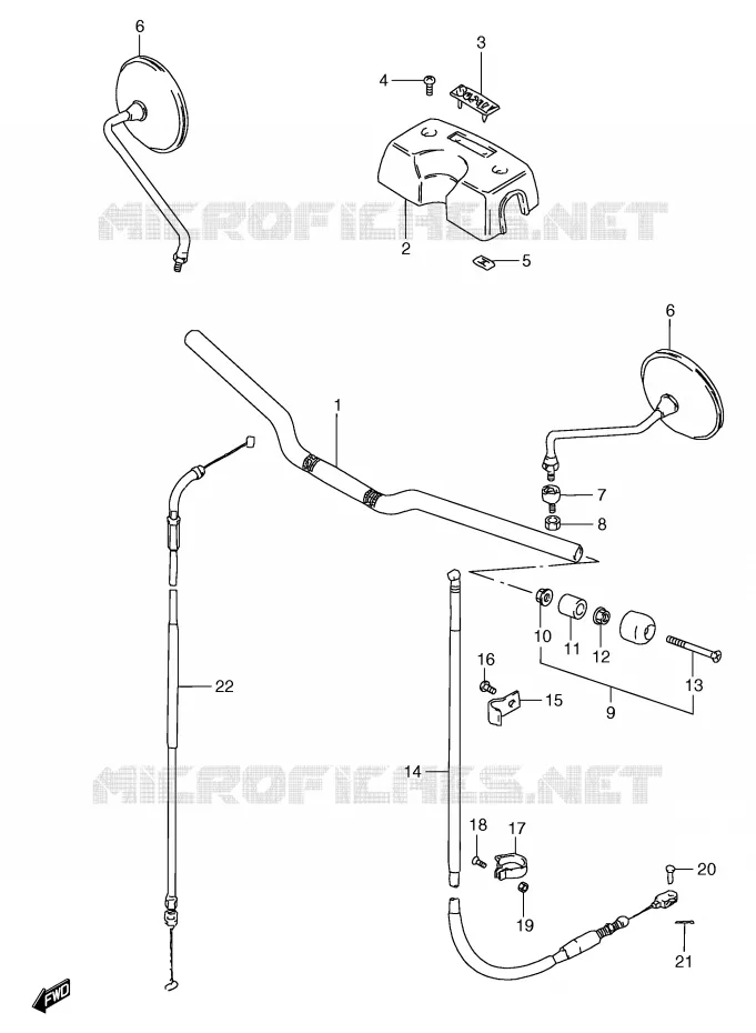 GUIDON - CABLES (GS125SX/SY E22,E34/SUX/SUY E22) Suzuki MOTO 125 GS 1999  GS125SUX(E71)