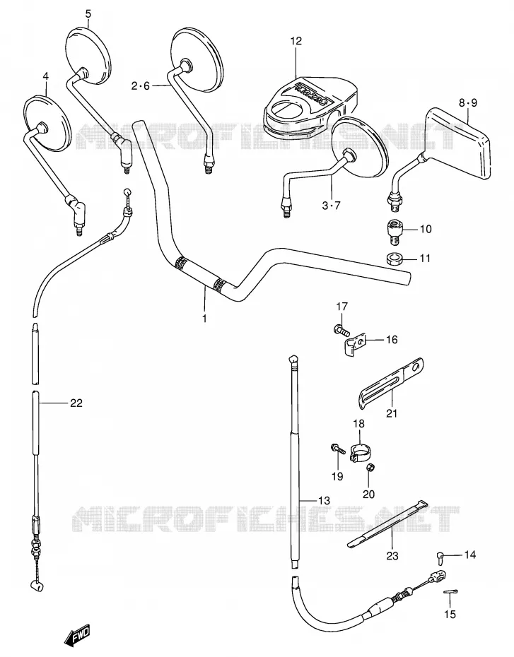 GUIDON - CABLES (MODELE Z/D/K/M,GN125R) Suzuki MOTO 125 GN 1983  GN125D(E1)