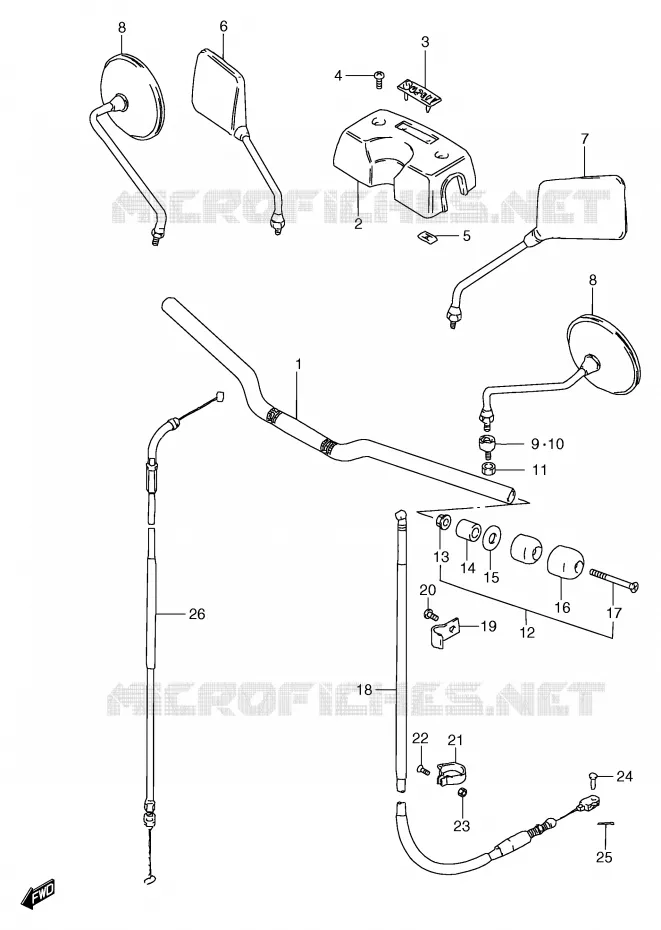 GUIDON - CABLES Suzuki MOTO 125 GS 1999  GS125UX(E71)
